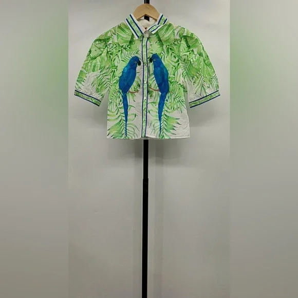 FARM Rio Green Leaf and Blue Bird Blouse - Picture 3 of 6